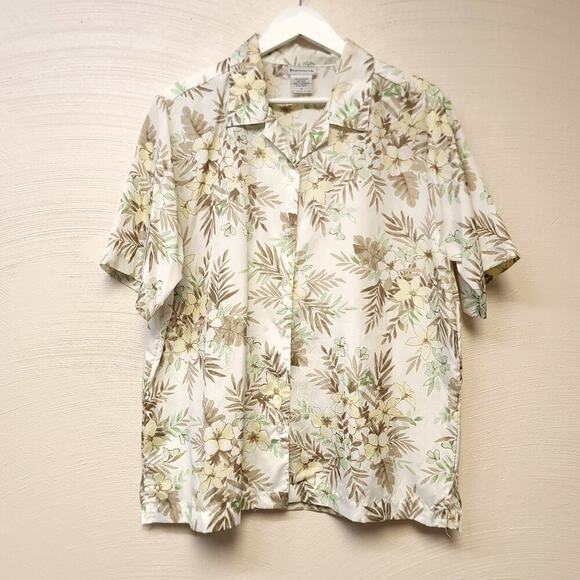 Bonworth Floral Shirt Size Medium Hawaiian shirt Button Down Polyester Travel​ - Picture 1 of 7